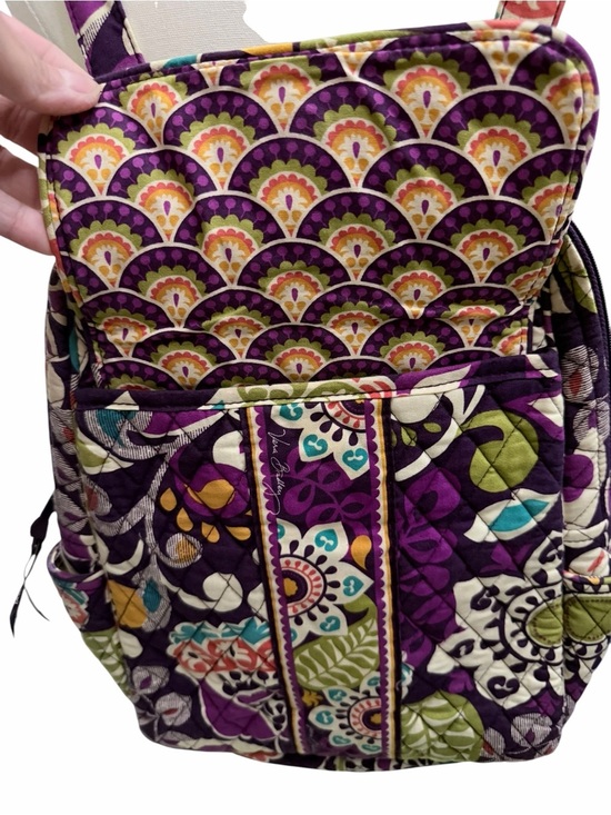 Vera Bradley Purple Floral Quilted Backpack with Multicolor Accents